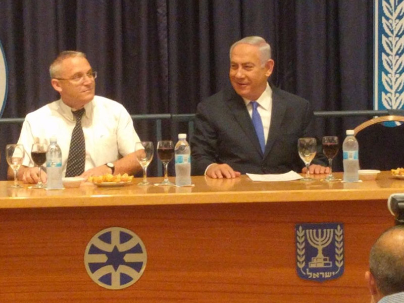 PM Netanyahu with Amb. Hanan Goder at the MFA Rosh Hashanah toast